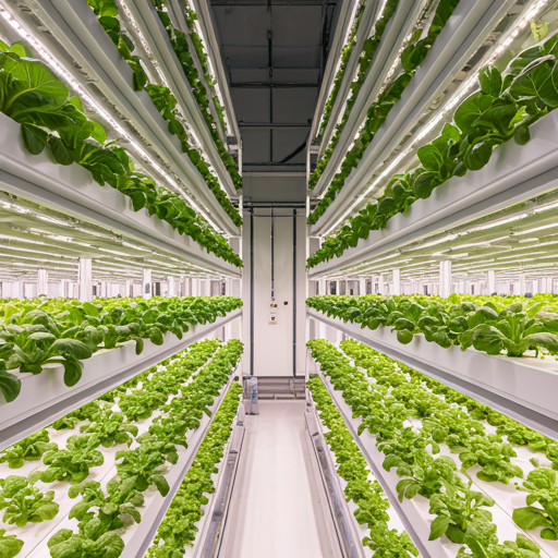 Leafy greens grown in a vertical greenhouse